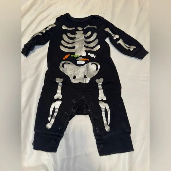 Carter's Black Baby Onesie Halloween Skeleton - Picture 1 of 2